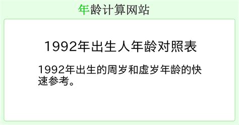 1992年出生|1992年出生人年龄对照表